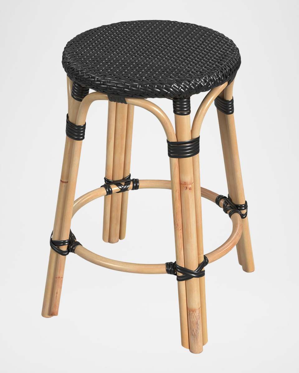 Tobias 24" Rattan Counter Stool, Black